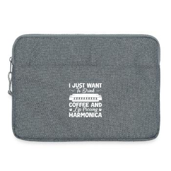 Harmonica Musican Just Want To Drink Coffee - Laptoptasche 15" - Grau meliert - Vorne