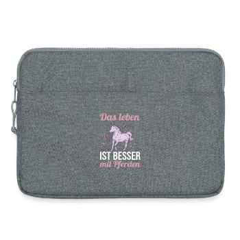 Reiten Pferdeliebhaber Reiterhof Pferde - Laptoptasche 15" - Grau meliert - Vorne