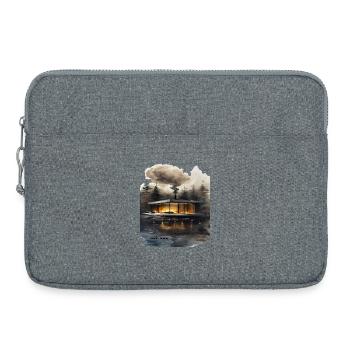 Firelit Modern Cabin on Lake - Laptop bag 15" - heather grey - Front