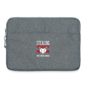 Baseball Spruch Herzen und Bases Stehlen - Laptoptasche 15" - Grau meliert - Vorne