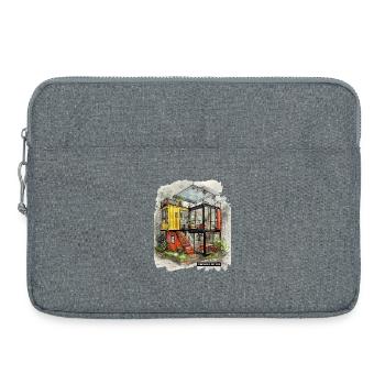 CONTAINED BUT FREE – Moderne Shipping Container Art - Laptoptasche 15" - Grau meliert - Vorne