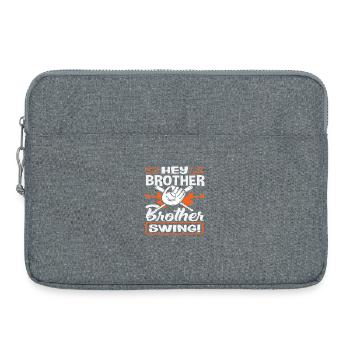 Hey Bruder Swing Baseball Spruch - Laptoptasche 15" - Grau meliert - Vorne