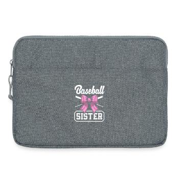 Baseball Sister Bow Bat Pink - Laptop bag 15" - heather grey - Front
