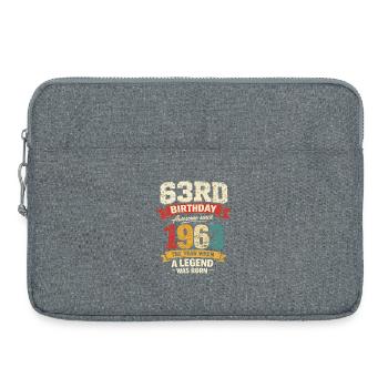 63 Jahre alte Geburtstagslegende 1963 – Vintage - Laptoptasche 15" - Grau meliert - Vorne