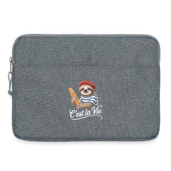 Faultier T-Shirt mit Baguette - C’est La Vie - Laptoptasche 15" - Grau meliert - Vorne