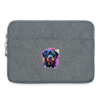 Lebendiger Rottie-Porträt-Spritzer - Laptoptasche 15" - Grau meliert - Vorne