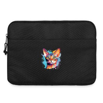 Visage de chat abyssinien avec des éclaboussures colorées - Sacoche pour ordinateur portable 15 pouces - noir - Devant
