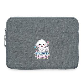 Born to be Fluffy -  niedliches Hunde Design - Laptoptasche 15" - Grau meliert - Vorne
