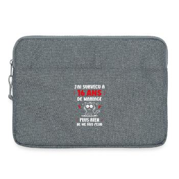 16 ans de mariage - Sacoche pour ordinateur portable 15 pouces - gris chiné - Devant