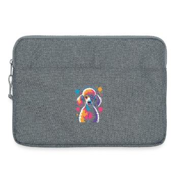 Caniche avec un casque - Sacoche pour ordinateur portable 15 pouces - gris chiné - Devant