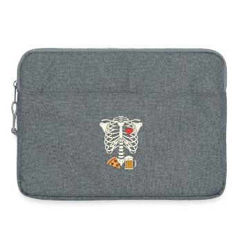 Dad Skeleton Halloween Beer Pizza Funny Pregnancy  - Laptop bag 15" - heather grey - Front
