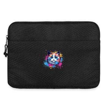 Art coloré éclaboussé de visage de chat Birman - Sacoche pour ordinateur portable 15 pouces - noir - Devant