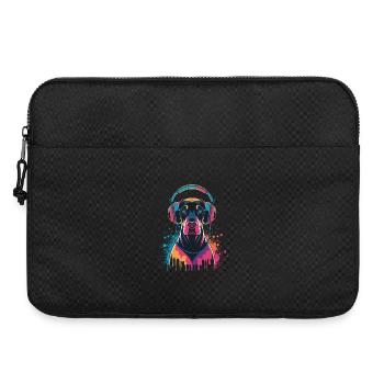 Doberman avec casque - Sacoche pour ordinateur portable 15 pouces - noir - Devant