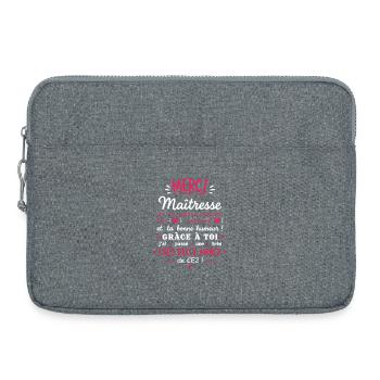 Merci Maîtresse CE2  - Sacoche pour ordinateur portable 15 pouces - gris chiné - Devant