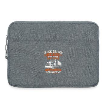 Chauffeur de camion longue distance, camion semi-remorque diesel fret - Sacoche pour ordinateur portable 15 pouces - gris chiné - Devant