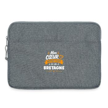 Mon Cœur Bretagne Appartient - Sacoche pour ordinateur portable 15 pouces - gris chiné - Devant