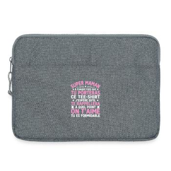 Super Maman Cadeau Humour Personnalisé - Sacoche pour ordinateur portable 15 pouces - gris chiné - Devant