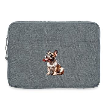 Bouledogue français - Sacoche pour ordinateur portable 15 pouces - gris chiné - Devant