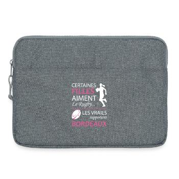 Certaines Filles Aiment Le Rugby Les Vraies Sup... - Sacoche pour ordinateur portable 15 pouces - gris chiné - Devant