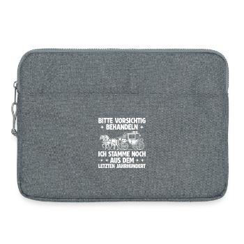 Bitte vorsichtig behandeln – Retro Spruch - Laptoptasche 15" - Grau meliert - Vorne