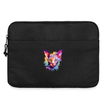 Visage de chat Cornish Rex en Splash Art coloré - Sacoche pour ordinateur portable 15 pouces - noir - Devant