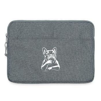 Bouledogue Français Penseur | Design Chien Culotté - Sacoche pour ordinateur portable 15 pouces - gris chiné - Devant