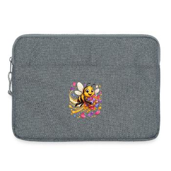 Biene Honig Imker Honigwabe Blumen Wiese Insekt - Laptoptasche 15" - Grau meliert - Vorne