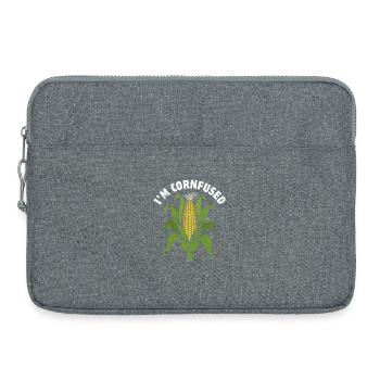 I'm cornfused | Corn on the cob with leaves pun - Laptop bag 15" - heather grey - Front