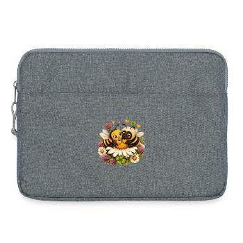 Biene Honig Imker Honigwabe Blumen Wiese Insekt - Laptoptasche 15" - Grau meliert - Vorne