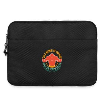 Chauve Musclé Haltère Humour Gym - Sacoche pour ordinateur portable 15 pouces - noir - Devant
