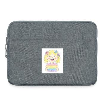 Fröhliches Mädchen lacht laut - Laptoptasche 15" - Grau meliert - Vorne