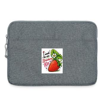 Baiser à la fraise - Sacoche pour ordinateur portable 15 pouces - gris chiné - Devant