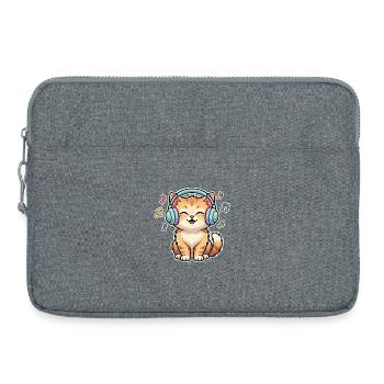  Katze Singen Musik Hören - Laptoptasche 15" - Grau meliert - Vorne