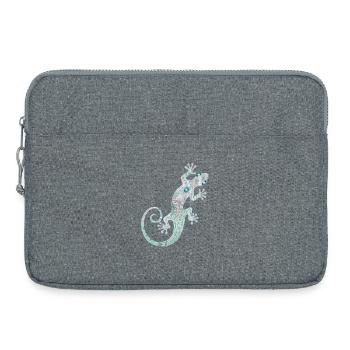 Kunstvoller Ethno Gecko aus Silber & Türkis Farben - Laptoptasche 15" - Grau meliert - Vorne