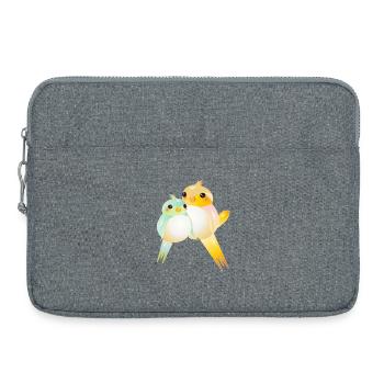 Deux canaris arrondis de style kawaii - Sacoche pour ordinateur portable 15 pouces - gris chiné - Devant