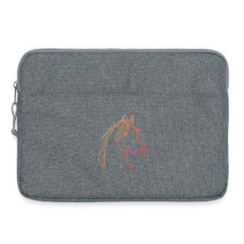 Horse with orange gradient line - Laptop bag 15" - heather grey - Front