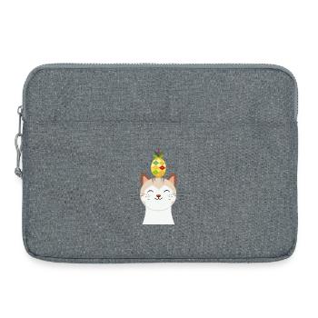 Fröhliche Katze mit Ananas – Tropisches Tierdesign - Laptoptasche 15" - Grau meliert - Vorne