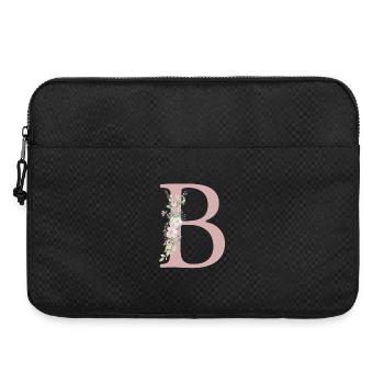 B Monogramme, Floral, Personnalisable - Sacoche pour ordinateur portable 15 pouces - noir - Devant