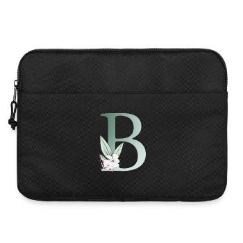 B Monogramm, Floral, personalisierbar - Laptoptasche 15" - Schwarz - Vorne