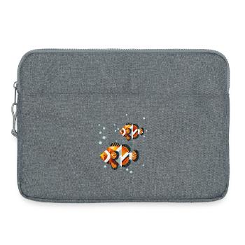 Zwei Clownfische – Geometrische Ozeanillustration - Laptoptasche 15" - Grau meliert - Vorne