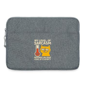 Freche Katze Sarkasmus Grafik T-Shirt - Laptoptasche 15" - Grau meliert - Vorne