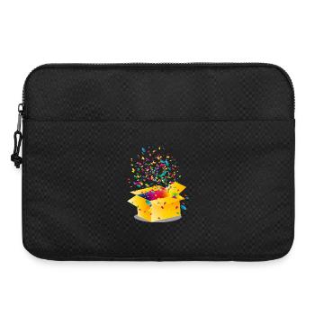 Boîte jaune avec des confettis colorés - Sacoche pour ordinateur portable 15 pouces - noir - Devant