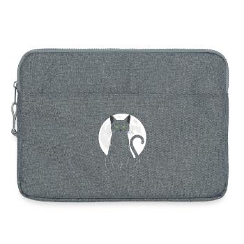 Schwarze Katze Vollmond mystisch für Katzenfans - Laptoptasche 15" - Grau meliert - Vorne