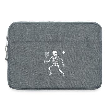 Le skeleton joue au rallye de tennis - Sacoche pour ordinateur portable 15 pouces - gris chiné - Devant