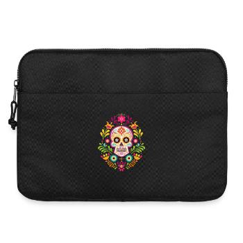 Tête de mort mexicaine, sugar skull dia de Muertos - Sacoche pour ordinateur portable 15 pouces - noir - Devant