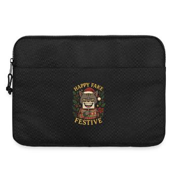 Happy Fake Festive Funny Cat Christmas Shirt - Laptop bag 15" - black - Front