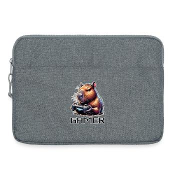 Capybara Gamer – Lustiges Gaming Zocker - Laptoptasche 15" - Grau meliert - Vorne