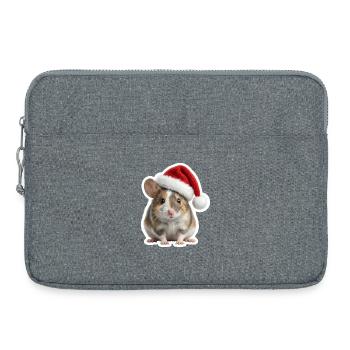 Süße Maus mit großer Weihnachtsmütze - Laptoptasche 15" - Grau meliert - Vorne
