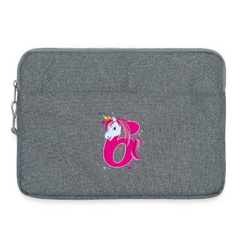 Licorne, 6 ans, 6e anniversaire, enfant - Sacoche pour ordinateur portable 15 pouces - gris chiné - Devant
