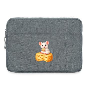 Une souris mignonne sur du fromage avec des trous en forme de cœur - Sacoche pour ordinateur portable 15 pouces - gris chiné - Devant